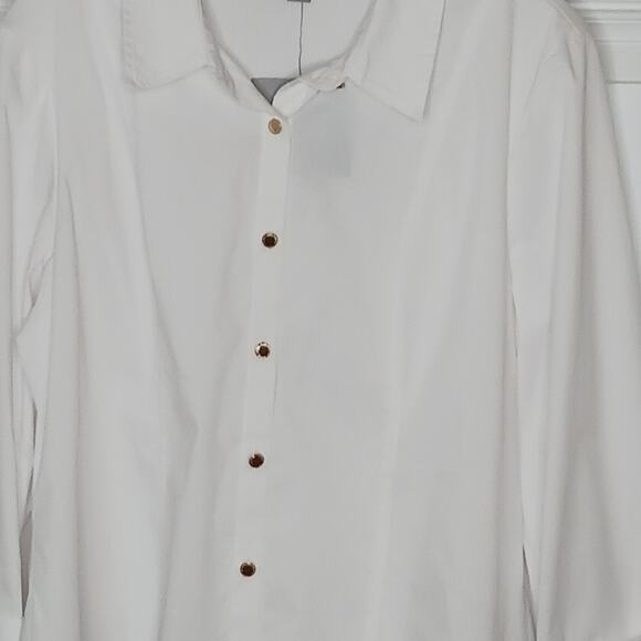 Marc New York Andrew Marc White Button Down Blouse NWT - Picture 5 of 11